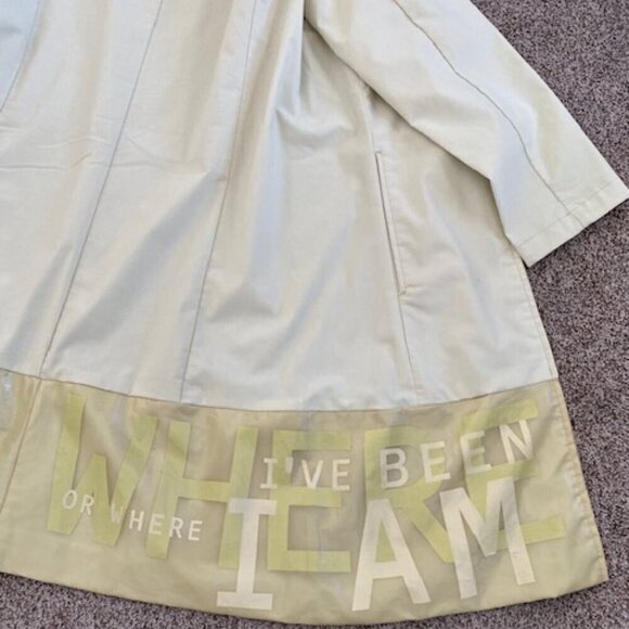 VINTAGE Street Style Pale Green Nylon Long Windbreaker Coat Medium - Picture 15 of 16